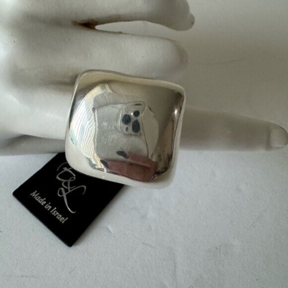 E&L Israel Sterling Silver Electroform Statement Square Ring Sz. 7 - Picture 3 of 15